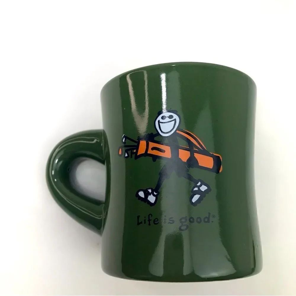 Life is Good Green Golfer Graphic Mug